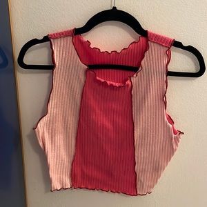 shades of pink patch work sleeveless shirt